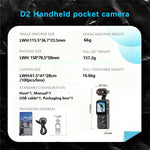 Videocamera sportiva D2 4K con obiettivo girevole a 270 gradi, schermo HD da 1,54 pollici, Wi-Fi e luce LED., D2
