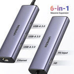 UGREEN Hub 6 in 1 con Ethernet Gigabit e ricarica 100W