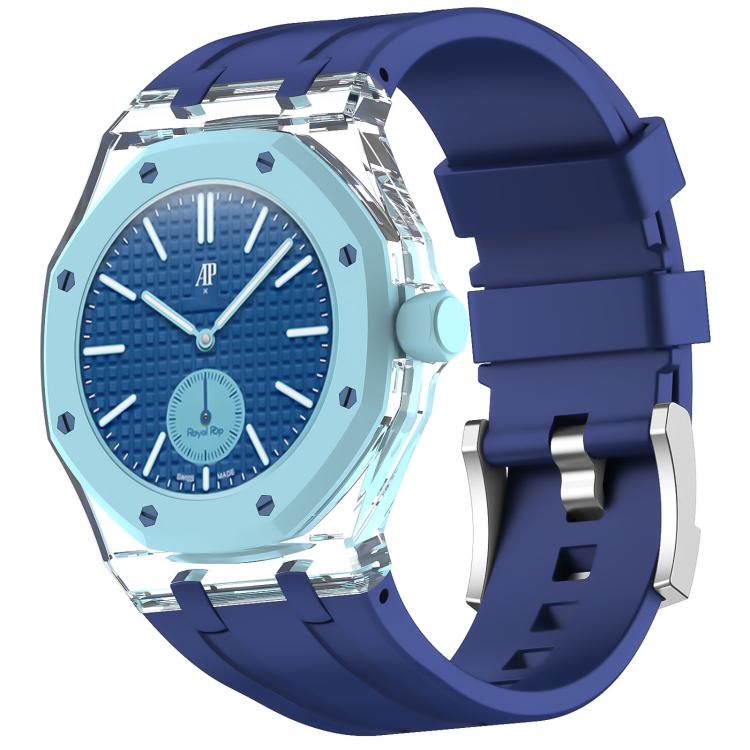 Cassa in plastica trasparente con cinturino in silicone integrato, direzione ore 3:00, For Swatch Royal Pop