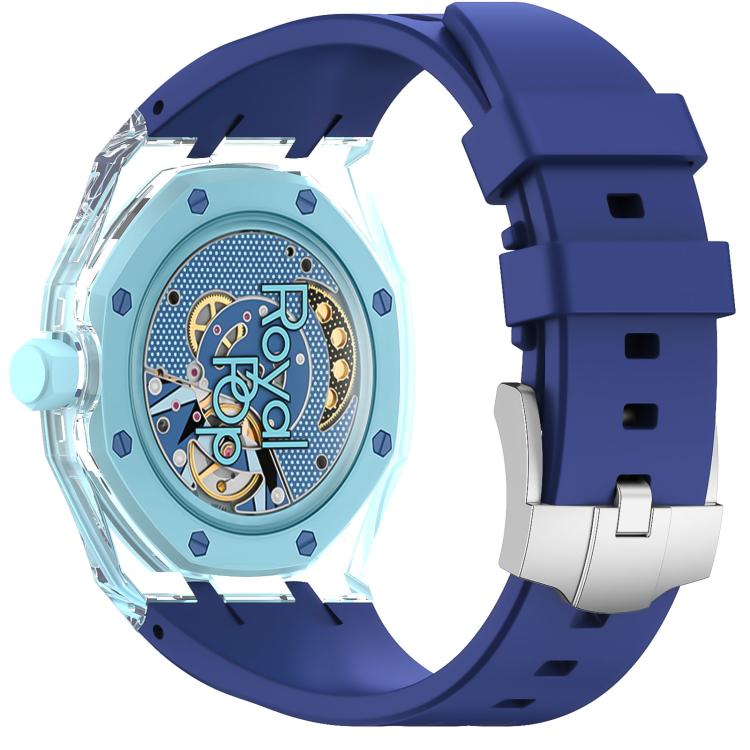 Cassa in plastica trasparente con cinturino in silicone integrato, direzione ore 3:00, For Swatch Royal Pop
