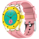 Cassa in plastica trasparente con cinturino in silicone integrato, direzione ore 3:00, For Swatch Royal Pop
