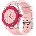 Cassa in plastica trasparente con cinturino in silicone integrato, direzione ore 3:00, For Swatch Royal Pop