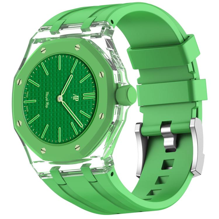 Cassa in plastica trasparente con cinturino in silicone integrato, direzione ore 3:00, For Swatch Royal Pop