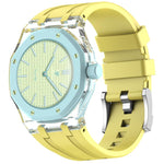 Cassa in plastica trasparente con cinturino in silicone integrato, direzione ore 3:00, For Swatch Royal Pop