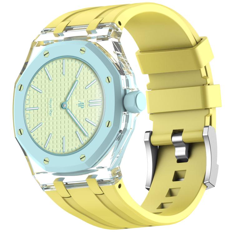 Cassa in plastica trasparente con cinturino in silicone integrato, direzione ore 3:00, For Swatch Royal Pop