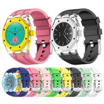 Cassa in plastica trasparente con cinturino in silicone integrato, direzione ore 3:00, For Swatch Royal Pop