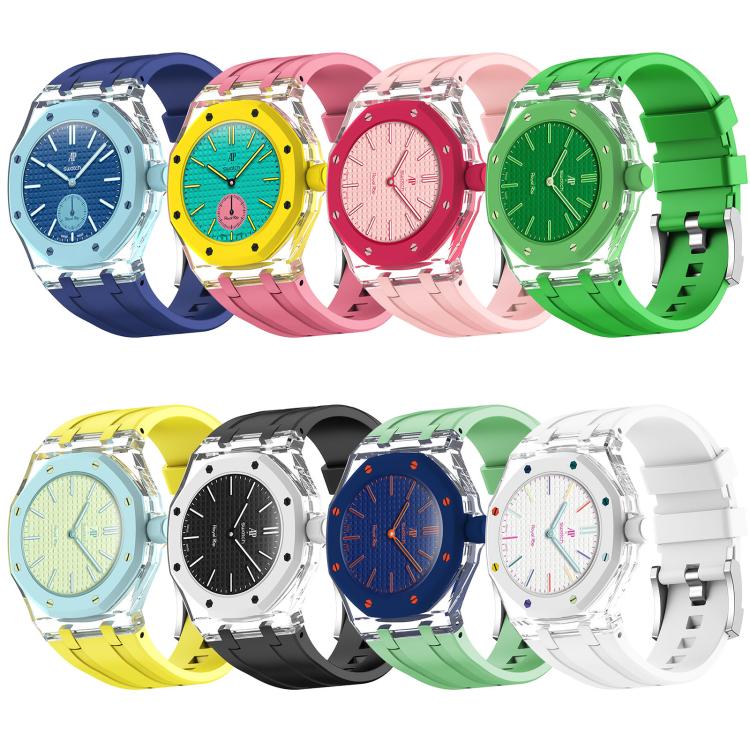 Cassa in plastica trasparente con cinturino in silicone integrato, direzione ore 3:00, For Swatch Royal Pop
