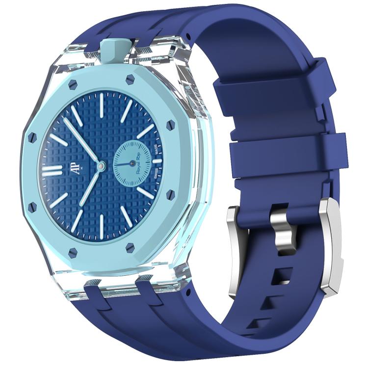 Orologio con cassa in plastica trasparente e cinturino in silicone integrato, indicazione delle dodici ore O., For Swatch Royal Pop