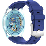 Orologio con cassa in plastica trasparente e cinturino in silicone integrato, indicazione delle dodici ore O., For Swatch Royal Pop