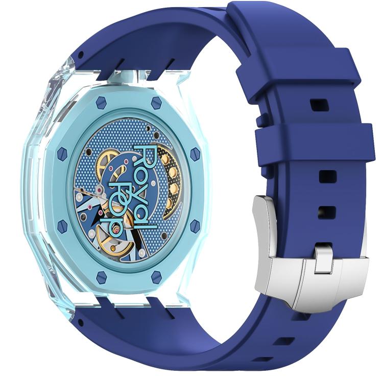 Orologio con cassa in plastica trasparente e cinturino in silicone integrato, indicazione delle dodici ore O., For Swatch Royal Pop