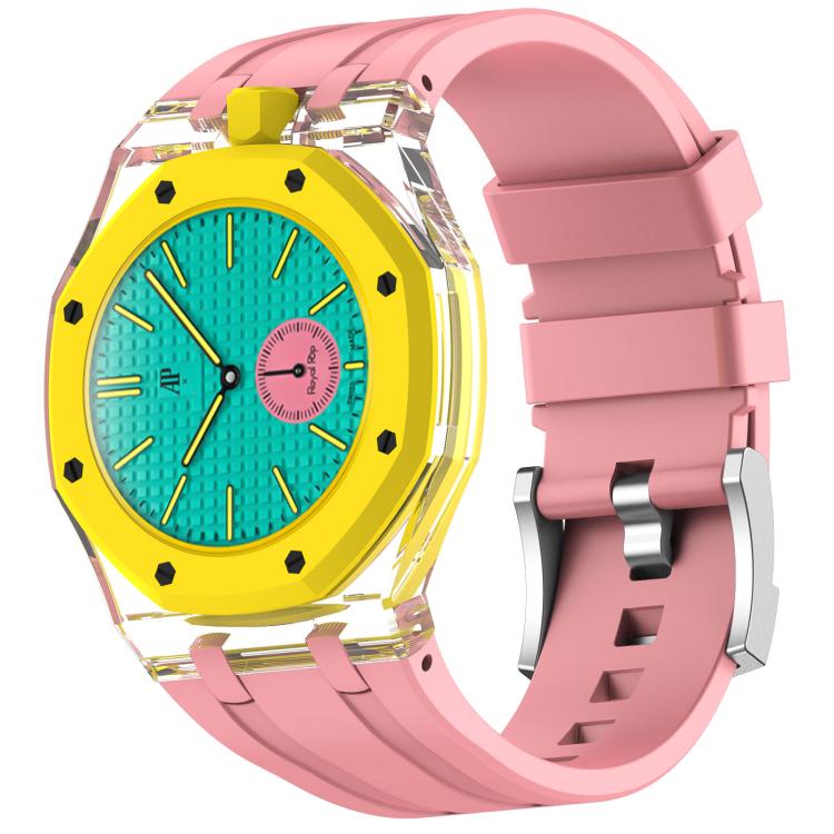 Orologio con cassa in plastica trasparente e cinturino in silicone integrato, indicazione delle dodici ore O., For Swatch Royal Pop