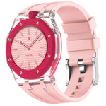 Orologio con cassa in plastica trasparente e cinturino in silicone integrato, indicazione delle dodici ore O., For Swatch Royal Pop