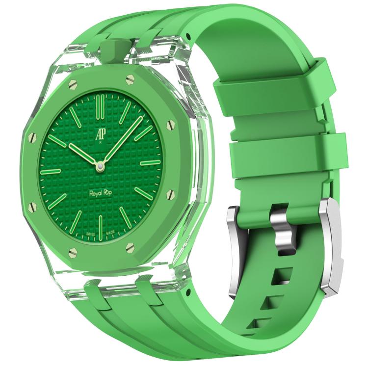 Orologio con cassa in plastica trasparente e cinturino in silicone integrato, indicazione delle dodici ore O., For Swatch Royal Pop