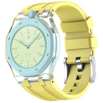 Orologio con cassa in plastica trasparente e cinturino in silicone integrato, indicazione delle dodici ore O., For Swatch Royal Pop