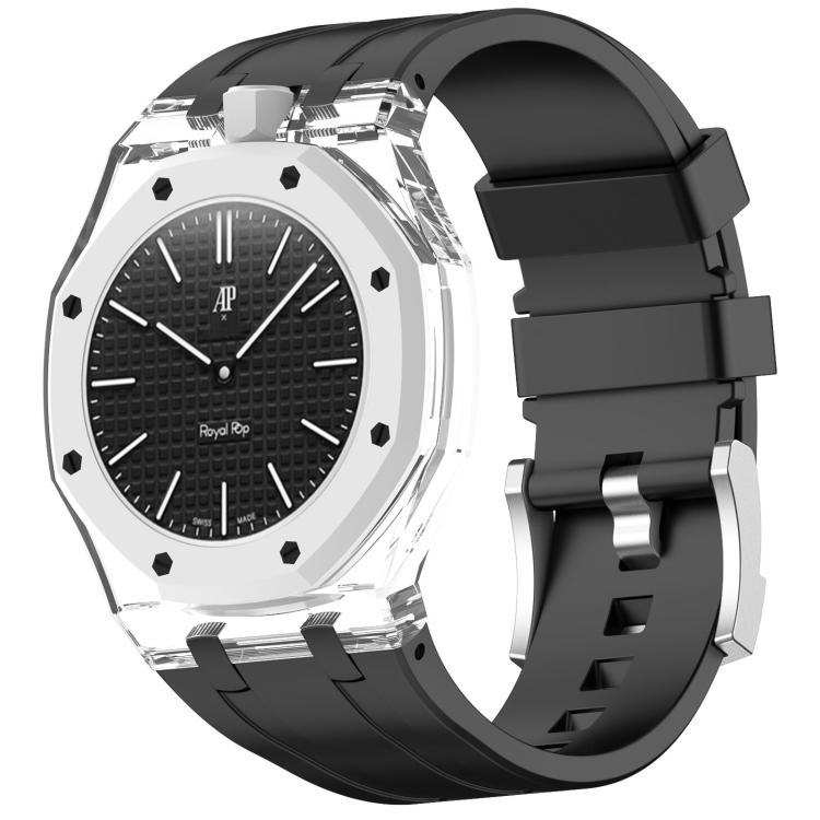Orologio con cassa in plastica trasparente e cinturino in silicone integrato, indicazione delle dodici ore O., For Swatch Royal Pop