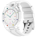 Orologio con cassa in plastica trasparente e cinturino in silicone integrato, indicazione delle dodici ore O., For Swatch Royal Pop
