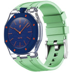 Orologio con cassa in plastica trasparente e cinturino in silicone integrato, indicazione delle dodici ore O., For Swatch Royal Pop