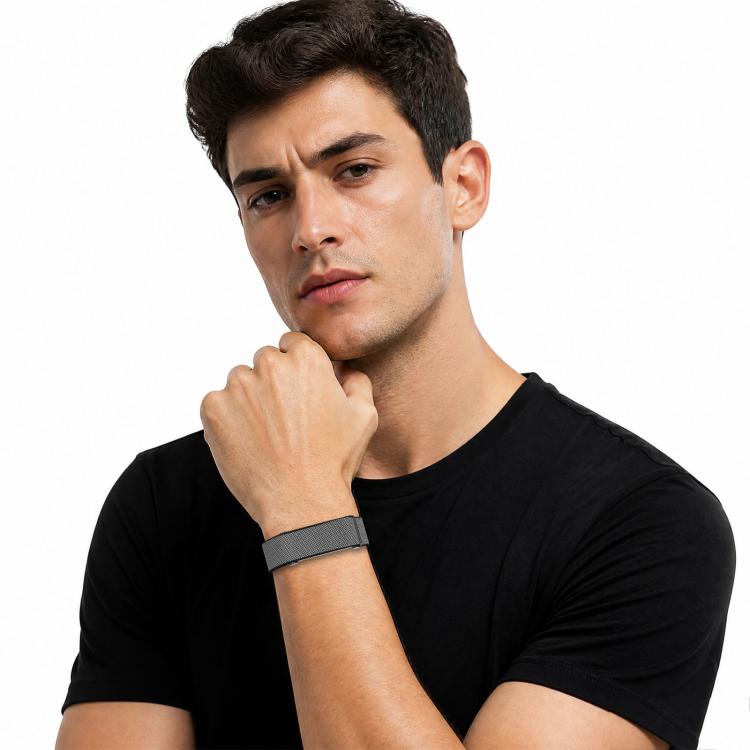 Cinturino per orologio in nylon con struttura a griglia metallica e chiusura a strappo in nylon., For Google Fitbit Air