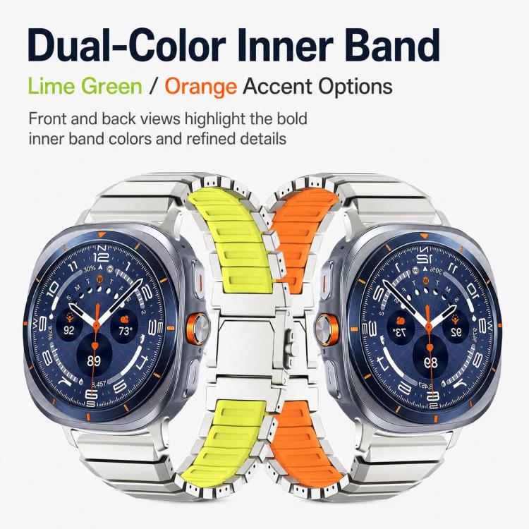Cinturino per orologio ibrido in silicone e titanio con fibbia magnetica., For Galaxy Watch Ultra 2026-2024