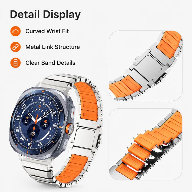 Cinturino per orologio ibrido in silicone e titanio con fibbia magnetica., For Galaxy Watch Ultra 2026-2024