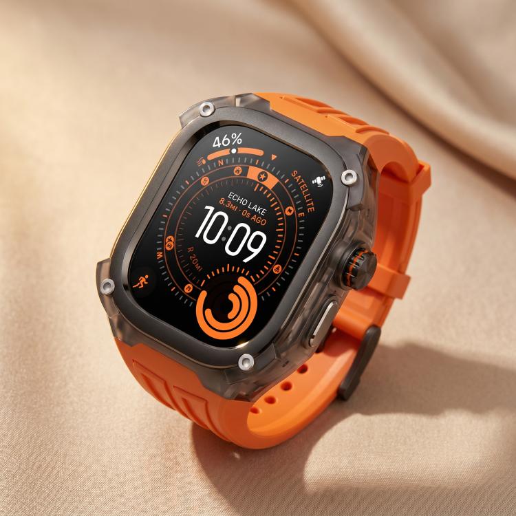 Cinturino in silicone tinta unita integrato con cornice in metallo., For Apple Watch Ultra 3 / 2 / 1 49mm