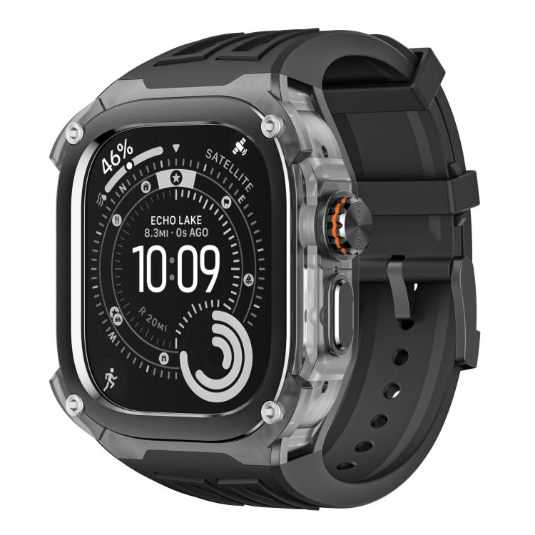 Cinturino in silicone tinta unita integrato con cornice in metallo., For Apple Watch Ultra 3 / 2 / 1 49mm
