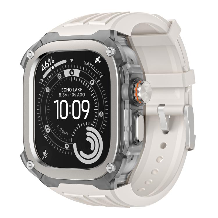 Cinturino in silicone tinta unita integrato con cornice in metallo., For Apple Watch Ultra 3 / 2 / 1 49mm