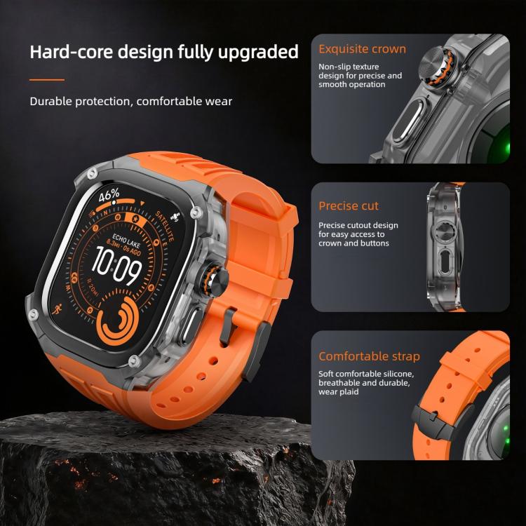 Cinturino in silicone tinta unita integrato con cornice in metallo., For Apple Watch Ultra 3 / 2 / 1 49mm