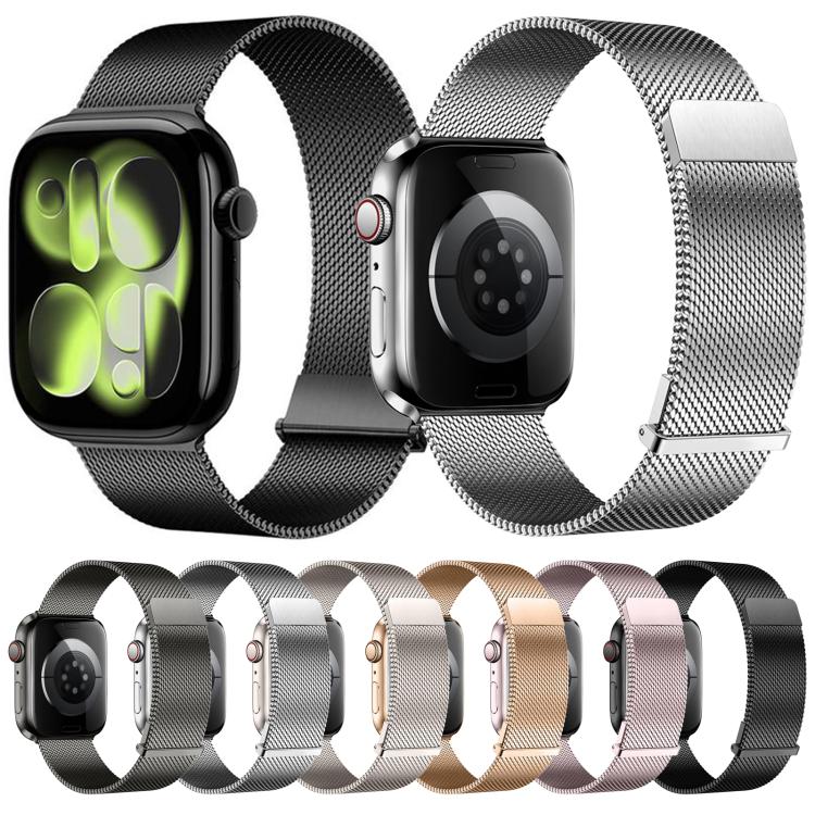 Cinturino per orologio in metallo milanese a due sezioni, semplice e con doppia chiusura magnetica., For Apple Watch 46mm / 49mm / 45mm / 44mm, For Apple Watch 42mm / 41mm / 40mm / 38mm