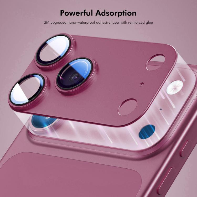Obiettivo per fotocamera ENKAY antiriflesso, armatura satinata, lega di alluminio, pellicola in vetro temperato, For iPhone 18 Pro, For iPhone 18 Pro Max