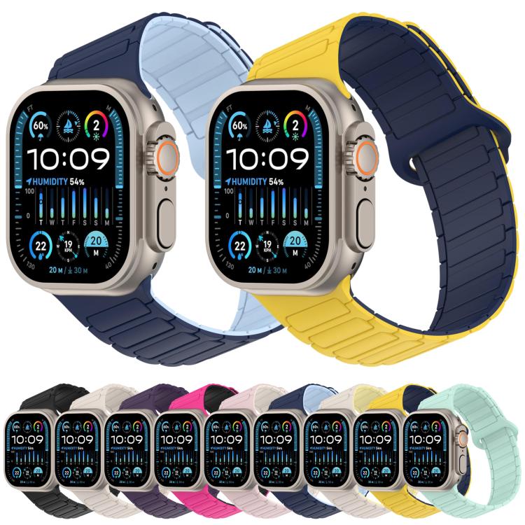 Cinturino per orologio in silicone con design angolato e chiusura magnetica a tre perline., For Apple Watch 46mm / 49mm / 45mm / 44mm, For Apple Watch 42mm / 41mm / 40mm / 38mm