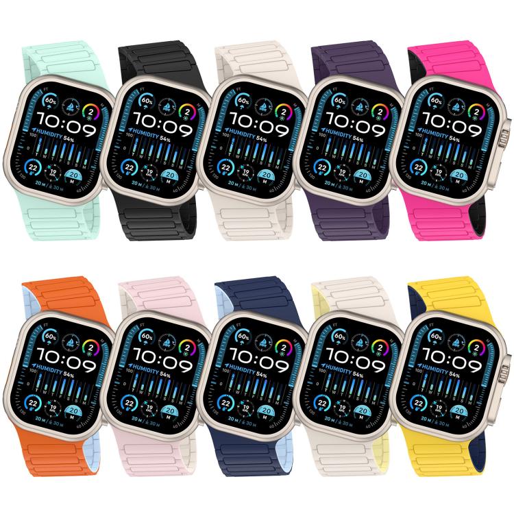 Cinturino per orologio in silicone con design angolato e chiusura magnetica a tre perline., For Apple Watch 46mm / 49mm / 45mm / 44mm, For Apple Watch 42mm / 41mm / 40mm / 38mm
