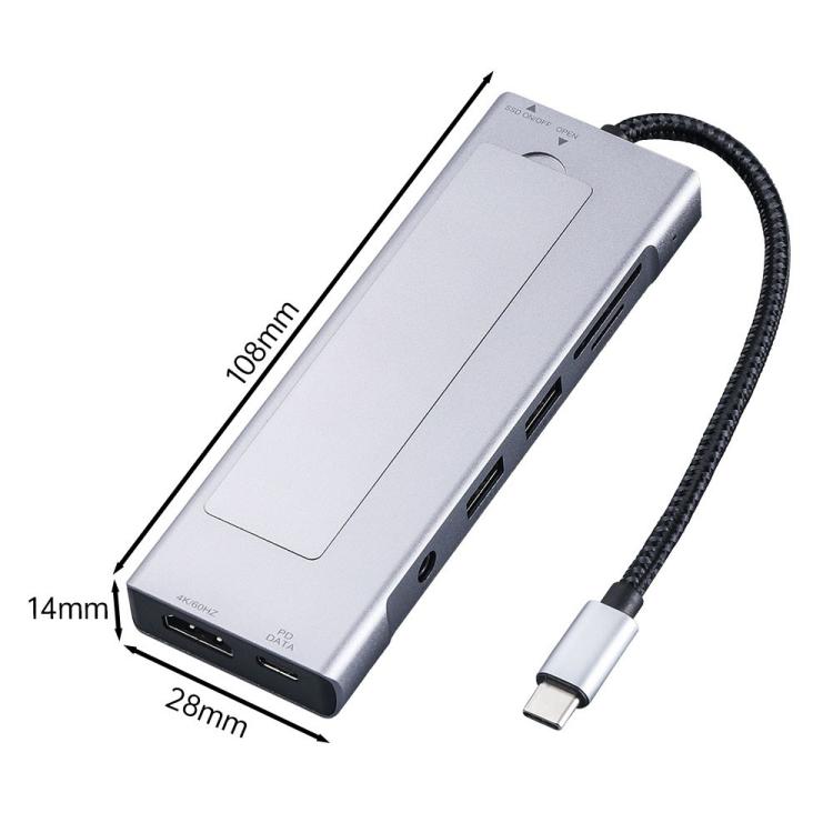 Box esterno/docking station per SSD M.2 NVMe 2529 Ethernet HD 4K 60Hz PD 100W con hub USB 3.2 9 in 1., 2529