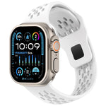 Cinturino per orologio in silicone con design angolato, fori a rete e fibbia inversa., For Apple Watch 42mm / 41mm / 40mm / 38mm