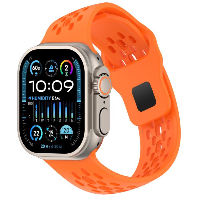Cinturino per orologio in silicone con design angolato, fori a rete e fibbia inversa., For Apple Watch 42mm / 41mm / 40mm / 38mm