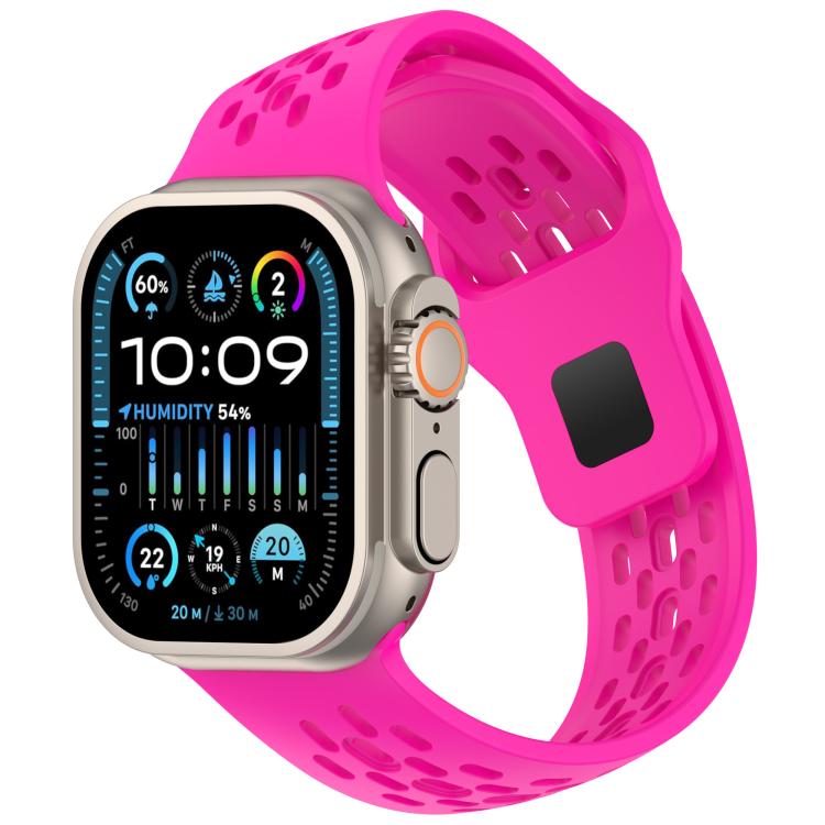Cinturino per orologio in silicone con design angolato, fori a rete e fibbia inversa., For Apple Watch 42mm / 41mm / 40mm / 38mm