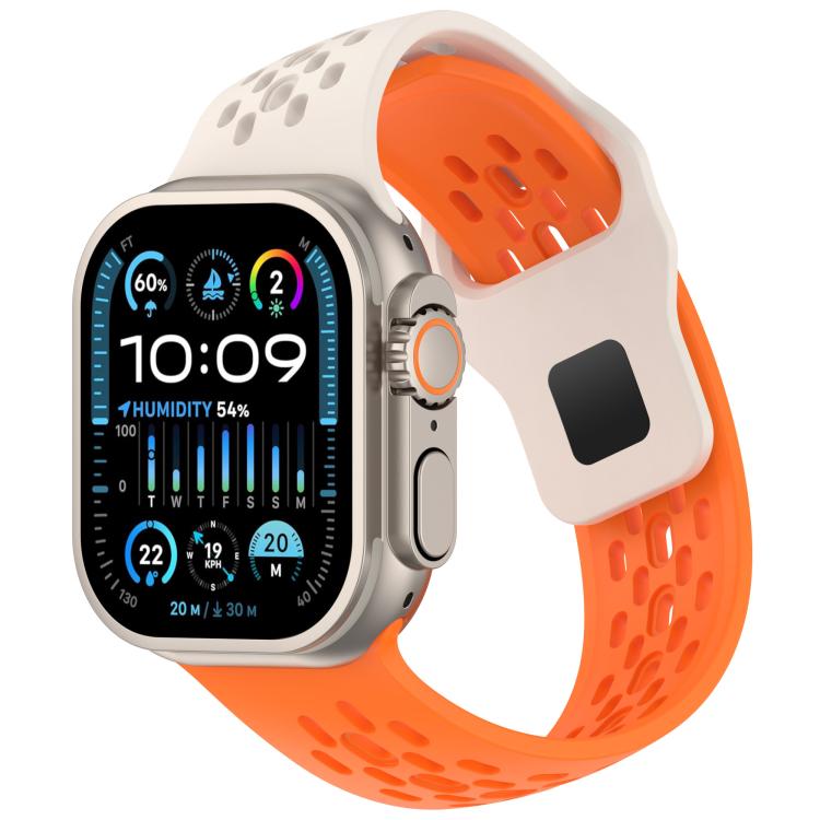 Cinturino per orologio in silicone con design angolato, fori a rete e fibbia inversa., For Apple Watch 42mm / 41mm / 40mm / 38mm