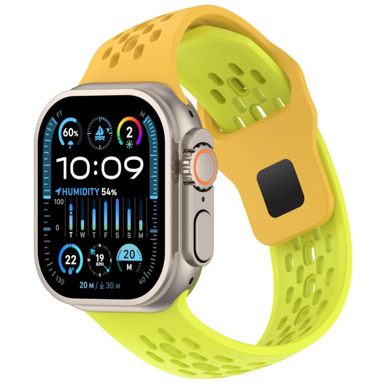 Cinturino per orologio in silicone con design angolato, fori a rete e fibbia inversa., For Apple Watch 42mm / 41mm / 40mm / 38mm