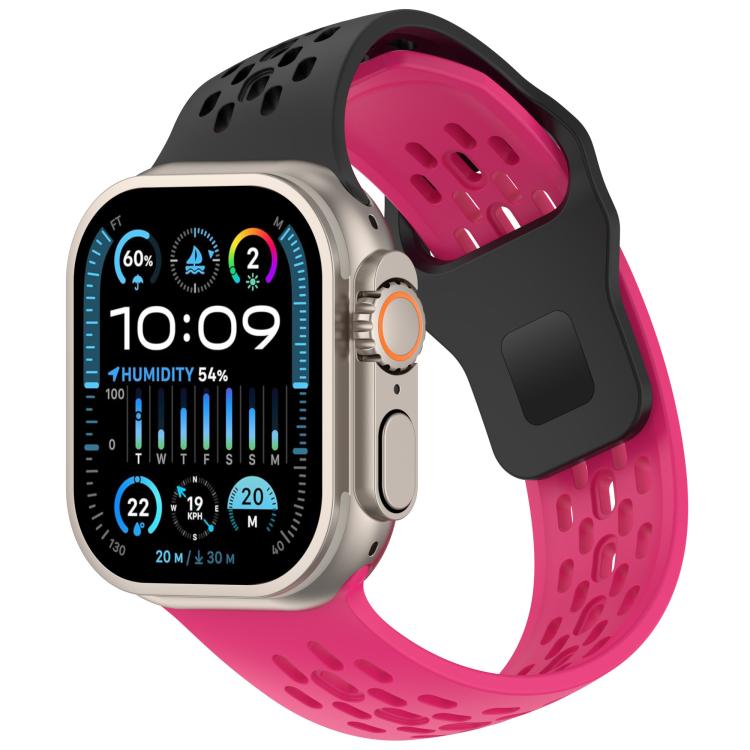 Cinturino per orologio in silicone con design angolato, fori a rete e fibbia inversa., For Apple Watch 42mm / 41mm / 40mm / 38mm