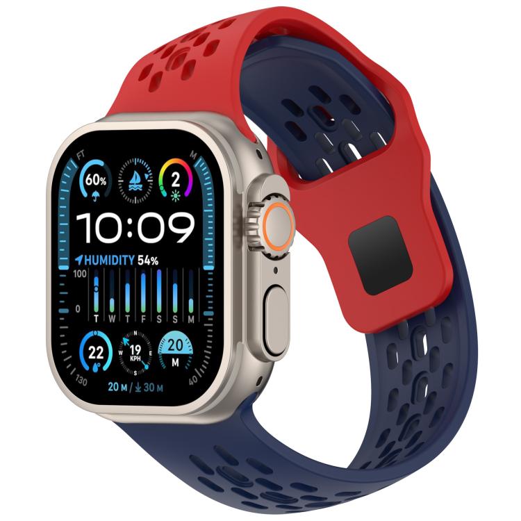 Cinturino per orologio in silicone con design angolato, fori a rete e fibbia inversa., For Apple Watch 42mm / 41mm / 40mm / 38mm