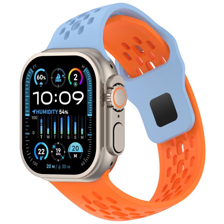 Cinturino per orologio in silicone con design angolato, fori a rete e fibbia inversa., For Apple Watch 42mm / 41mm / 40mm / 38mm