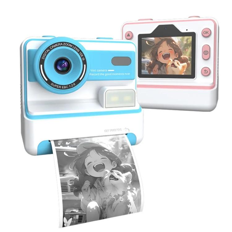 Kids Instant Print Camera, 1080P 48MP 2.4 inch Screen 16X Zoom Children Camera, Thermal Printer Portable Travel Selfie Camera Toy