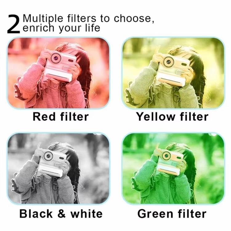 Kids Instant Print Camera, 1080P 48MP 2.4 inch Screen 16X Zoom Children Camera, Thermal Printer Portable Travel Selfie Camera Toy