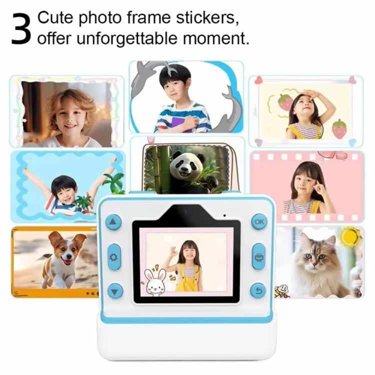 Kids Instant Print Camera, 1080P 48MP 2.4 inch Screen 16X Zoom Children Camera, Thermal Printer Portable Travel Selfie Camera Toy