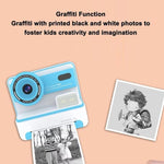 Kids Instant Print Camera, 1080P 48MP 2.4 inch Screen 16X Zoom Children Camera, Thermal Printer Portable Travel Selfie Camera Toy