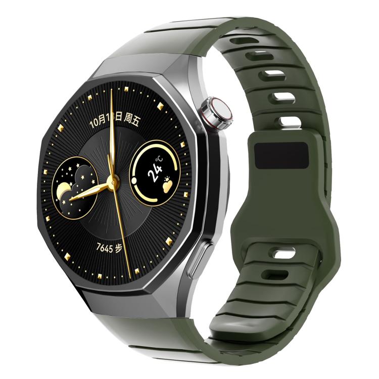 Cinturino per orologio in silicone con fibbia inversa in stile armatura e connettore dedicato., For Huawei Watch GT 6 Pro, For Huawei Watch 5 42mm