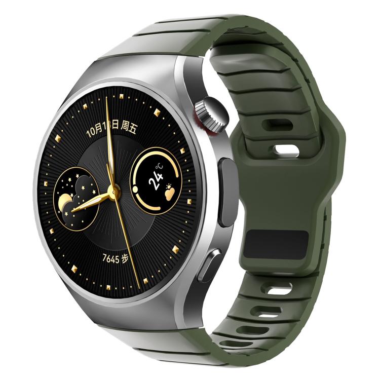 Cinturino per orologio in silicone con fibbia inversa in stile armatura e connettore dedicato., For Huawei Watch 5 46mm, For Huawei Watch 4 Pro