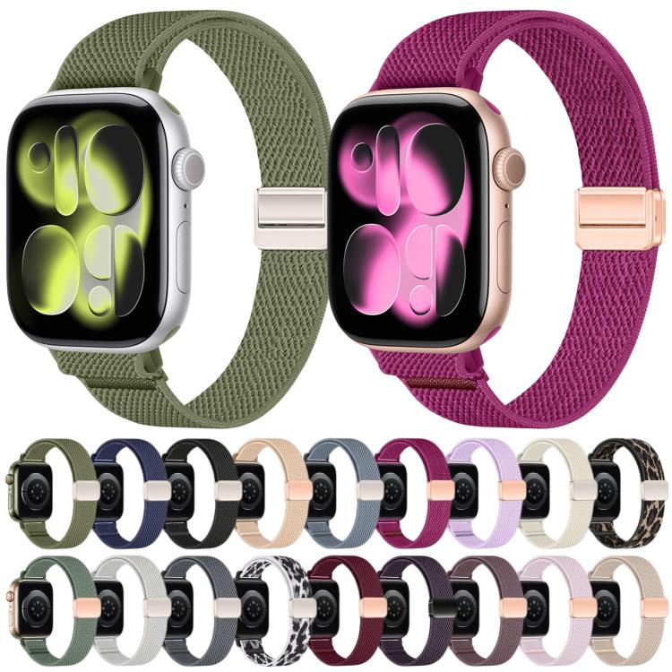 Cinturino per orologio sottile in nylon elastico con fibbia magnetica., For Apple Watch 49mm / 46mm / 45mm / 44mm