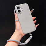 Custodia per telefono in TPU con texture a pois imitazione e cinturino., For iPhone 16 Pro Max, For iPhone 16 Pro, For iPhone 16 Plus, For iPhone 16