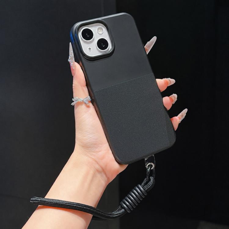 Custodia per telefono in TPU con texture a pois imitazione e cinturino., For iPhone 14 Plus, For iPhone 14, For iPhone 14 Pro, For iPhone 14 Pro Max